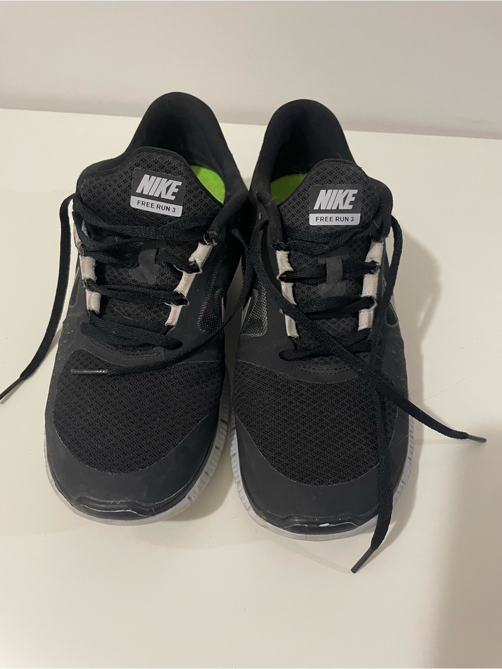 Nike Black and White Free Run 3 Sneakers, Size 8.5
